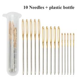 Agulha de aço inoxidável grande para tricô com fios, Agulha para costura de couro, Ferramentas de agulha, sem corte, 10 pcs/set - Image 1