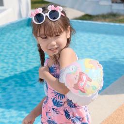 Piscina dos desenhos animados bóias braçadeiras com fivela infantil bebê flutua anel de natação inflável círculo água braço flutuador brinquedos piscina iniciante - Image 2