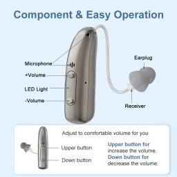 Aparelho auditivo digital bte recarregável, volume ajustável, mini amplificador de som portátil para idosos - Image 4