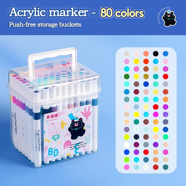 Marcadores Acrílicos Portáteis para Pintura em Pedra, Vidro, Sapato e Madeira - Kit com 80, 60, 48, 36 e 24 Cores para DIY e Materiais Escolares