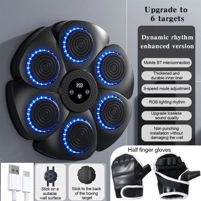 Máquina de Boxe Smart Wall com Reação Musical para Crianças e Adultos - Fitness Divertido com Saco de Pancadas Musical