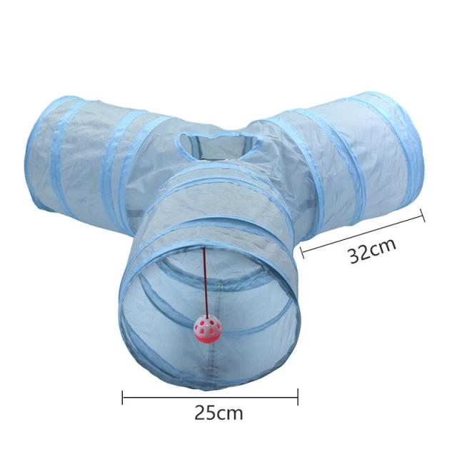 Túnel Interativo Dobrável para Gatos - Brinquedo Engraçado e Treinamento Divertido para Pets