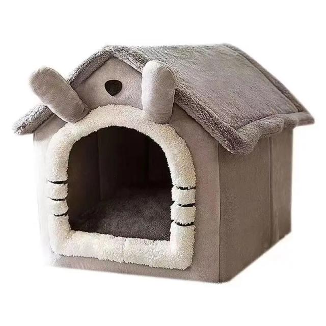 Cama Reforçada para Pets com Almofada Removível - Abrigo Quente para Gatos e Cães no Inverno