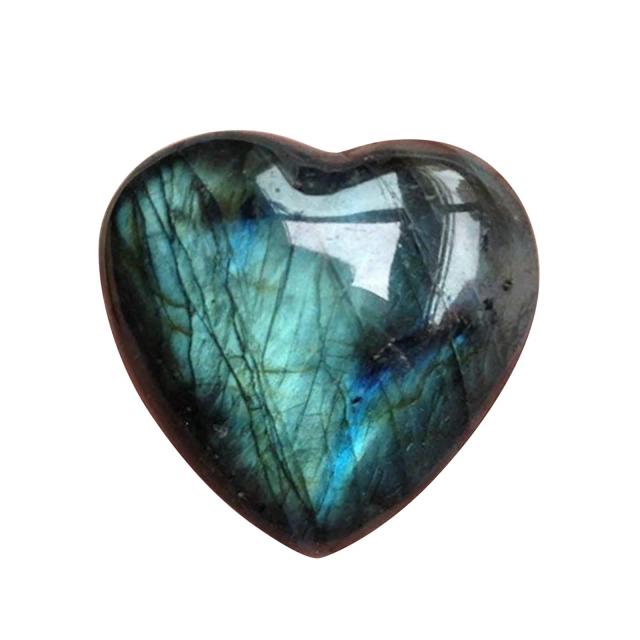 Cristal de Pedra Lua em Forma de Coração - Ornamento Natural, Presente Perfeito, Labradorita para Aquário e Sorte, Tamanhos de 1 a 5 cm