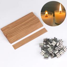 Pavios De Vela De Madeira Natural com Clip Base, Artesanato De Velas De Madeira, Cera De Parafina De Soja, Smokeless Making Supplies, 30Pcs - Image 3