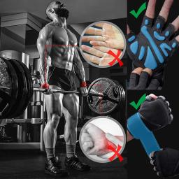 Luvas de ginástica fitness levantamento de peso construção do corpo envoltório de pulso treinamento esporte meio dedo treino luvas de fitness para homens - Image 5