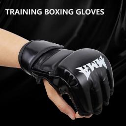 Luvas Profissionais De Treinamento De Boxe Para Adultos, Almofada De Couro Metade Do Dedo, Sanda Boxe, UFC Sandbag Knuckles - Image 2