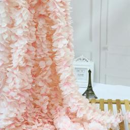 5 pçs flores artificiais pendurado glicínias videira seda falso flor guirlanda decorações para festa de casamento casa parede pano de fundo decoração - Image 2