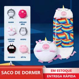 Saco de dormir infantil com travesseiro, quente e macio, saco de dormir preguiçoso, saco do sono dos desenhos animados, presente de aniversário, meninos e meninas - Image 1