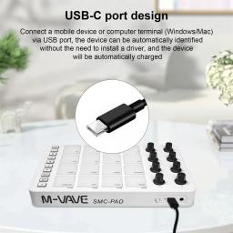 M-VAVE-Pad controlador MIDI sem fio, teclado de percussão adequado, USB-C Interface, design portátil, pequeno Midi Pad para iniciantes - Image 3