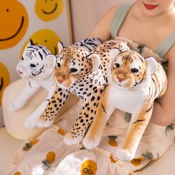 50cm realista tigre leopardo brinquedos de pelúcia macio animais selvagens simulação tigre branco jaguar boneca crianças presentes aniversário - Image 3