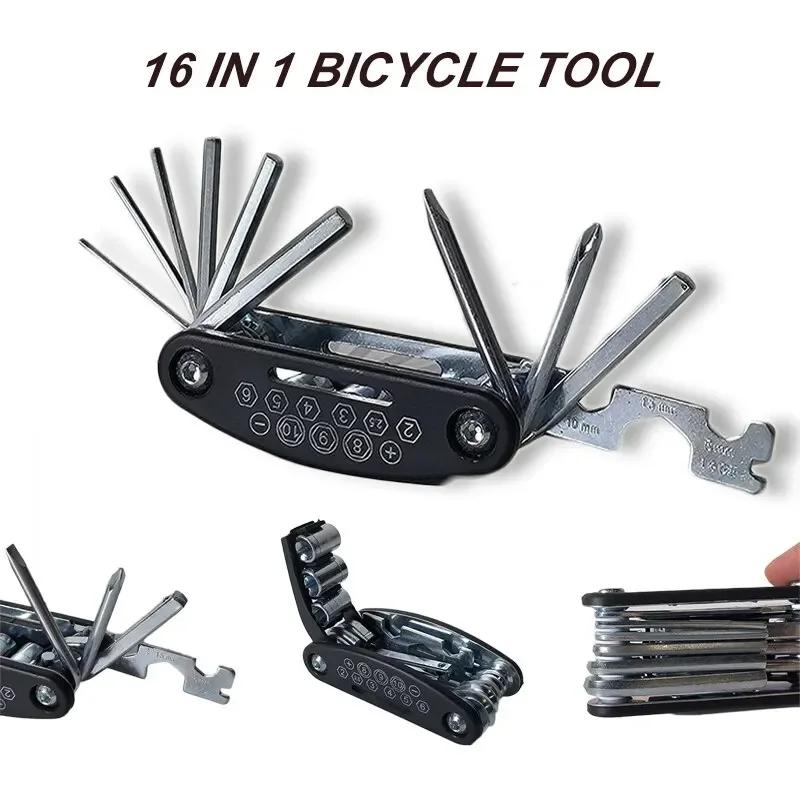 16 em 1 kit de ferramentas multiuso reparação bicicleta, multi-ferramenta, chave de fenda, alavancas do pneu, chave hex falou, ferramentas de reparo dobráveis - Image 1
