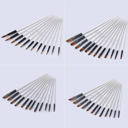 12pçs kit de ponta plana e acrílica a óleo, caneta, materiais de arte, pincéis de pintura em aquarela, pincel para pincéis de pintura de nylon - Image 2