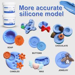 Silicone Putty Mold Making Kit, Sugarcraft Seguro para Alimentos, Moldes Dentários, Borracha Material de Impressão do Solo, Plástico, Resina, 700g - Image 2