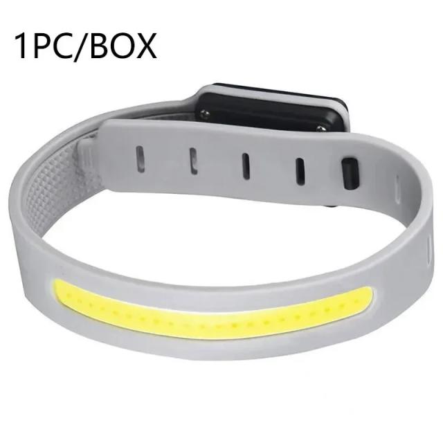 Lanterna LED COB Recarregável para Corrida Noturna - 500 Lumens, Impermeável IPX4, Braçadeira Ajustável com Bateria de 350mAh