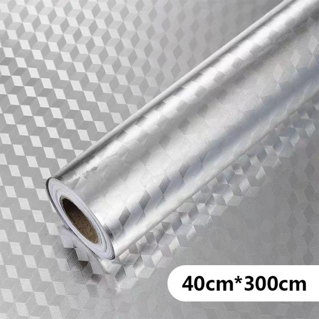 Adesivo de Folha de Alumínio para Cozinha: Impermeável, Resistente a Óleo e Alta Temperatura, Ideal para Papel de Parede Autoadesivo