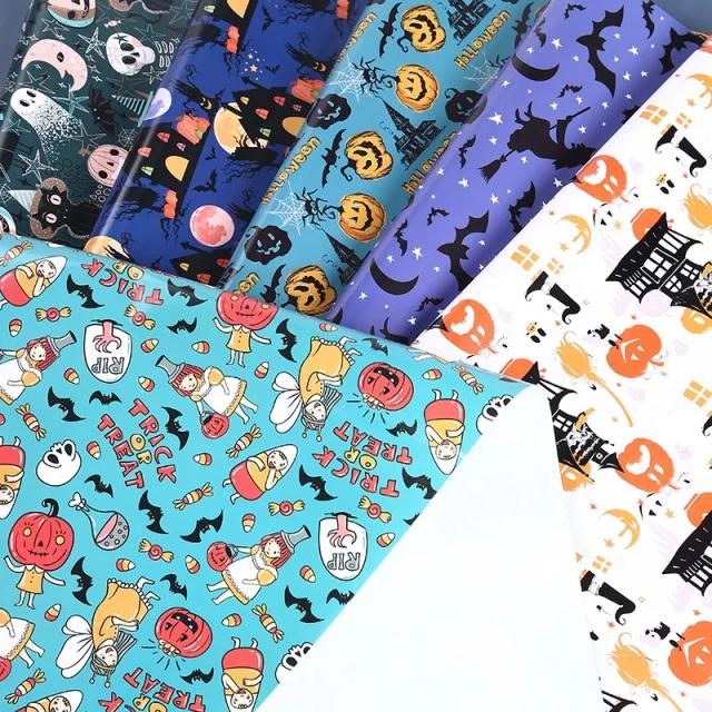 Papel de Embrulho de Halloween com Abóbora em Desenho Animado - Caixa de Presente Festiva, 1 Unidade