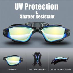 Óculos de natação impermeáveis para homens e mulheres, anti-nevoeiro, proteção UV, silicone, ajustável, piscina adulta, óculos de mergulho - Image 4