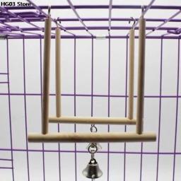 Gaiola de madeira para pássaros, suporte de brinquedo de papagaio natural com balanço de madeira para animais de estimação, 1 peça - Image 6