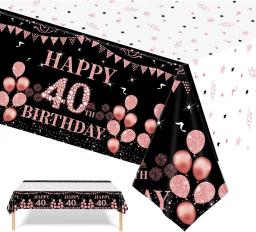 Decorações De Aniversário Para Mulheres, Ouro Rosa, Suprimentos De Aniversário, Pratos, Guardanapos, Copos, Toalha De Mesa, Louça Descartável, 40 ° - Image 5
