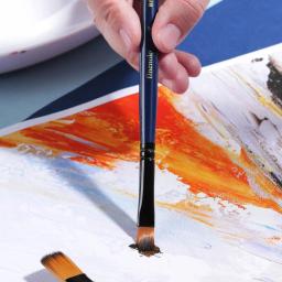 Deli-Acrílico Conjunto de Pincéis para Artistas, Suporte de Nylon Macio, Pincel Pintura Azul, Estilo Múltiplo para Arte Suprimentos, 6PCs - Image 5