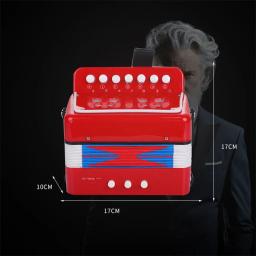 Mini acordeão para crianças, instrumentos musicais, 3 botões de ar, rosa, vermelho, branco, criança, crianças, crianças, iniciantes, 10 chaves - Image 6