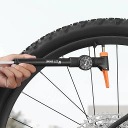 Bomba de mão multifunções com medidor Inflator de ar de bicicleta Cabeça giratória portátil Bomba de basquete para bicicleta 360 graus - Image 6