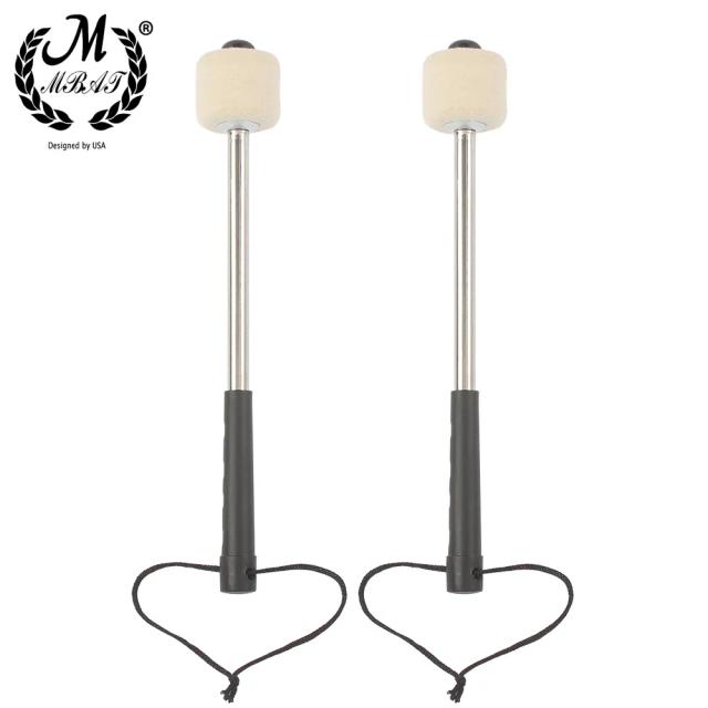 Conjunto de 2 Baquetas de Tambor Antiderrapantes de Feltro de Lã - Acessório Indispensável para Percussão