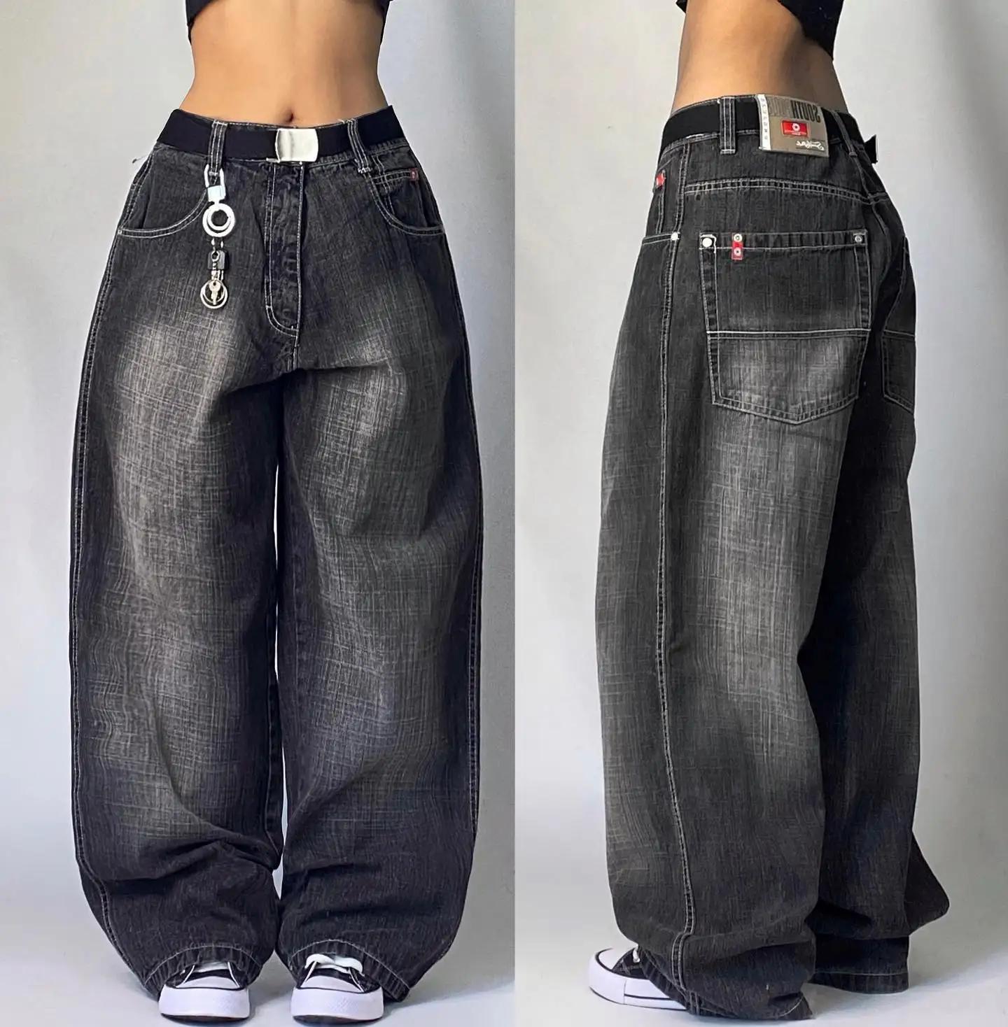 Americano nova moda cor sólida lavado baggy jeans y2k streetwear vintage moda coringa homens e mulheres cintura alta calças de perna larga - Image 1