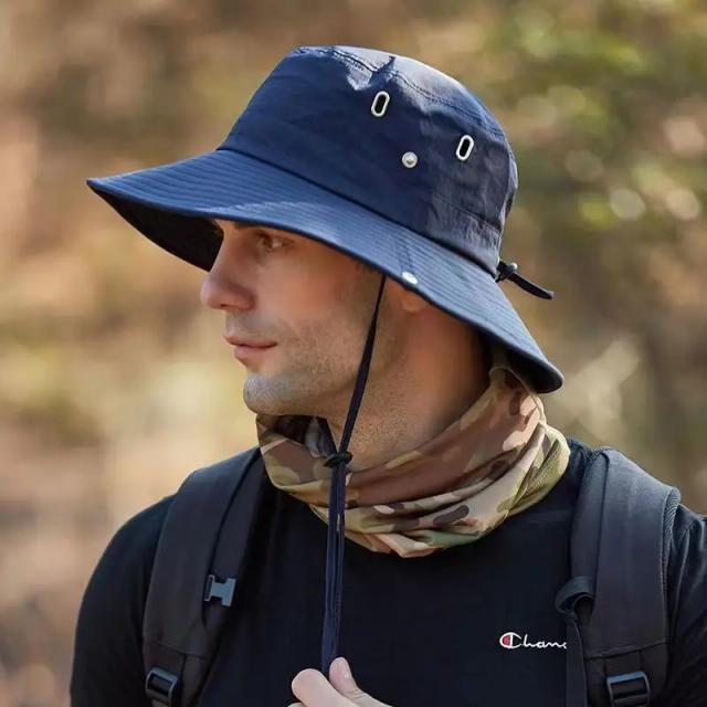 Chapéu de Sol Safari Aba Larga Proteção UV Verão Masculino