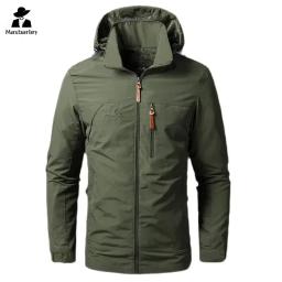 Jaqueta impermeável masculina com capuz, exterior, escalada, camping, blusão, casual, casaco de boxe solto, roupa de trabalho, nova, outono, 2024 - Image 1