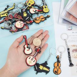 Chaveiros para instrumentos musicais com chave de metal, silicone estilo 10, pingentes de música, guitarra, violino, piano, 20 peças - Image 3