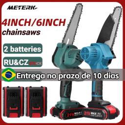 21V 4/6 Polegada Portátil Elétrica Poda-Saw Wood Spliting Chainsaw Brush Motor One-handed Ferramenta de Carpintaria para Garden Orchard serra eletrica ferramentas de jardinagem serra circular serra tico tico eletrica - Image 1
