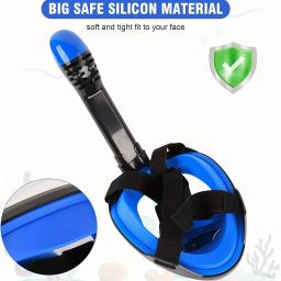 Máscara de mergulho com sistema de respiração segura, cobertura facial completa, máscara panorâmica anti-nevoeiro, 180 ° - Image 2