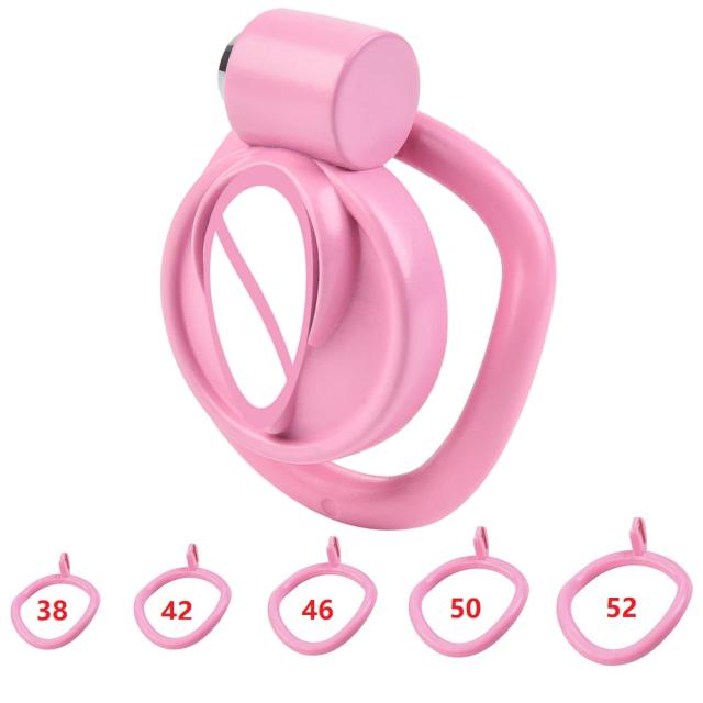 Conjunto de Cinto de Castidade Masculino com Anéis, Acessórios de Bondage e Anel de Bloqueio Rosa em 5 Tamanhos