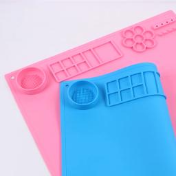 Tapete de pintura de silicone para crianças, artesanato almofadas com copo e pintura escova titular, paleta DIY, esteira artesanal - Image 3