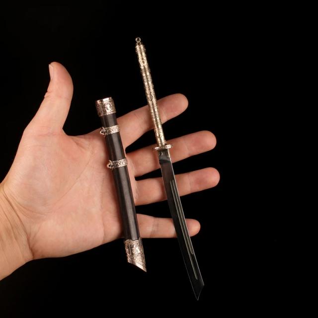 Miniatura de Espada Chinesa Antiga em Aço VG10, 23cm, Cabo Longo, Ideal para Colecionadores 1:6