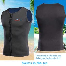 Colete de neoprene masculino com zíper completo, jaqueta quente, sem mangas, protetor solar, água fria, mergulho, surf, top, 2mm - Image 2