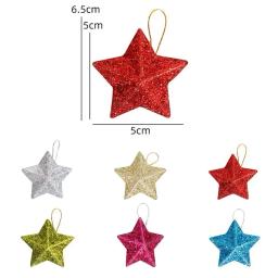 6 pçs glitter mini estrela ornamento de natal colorido árvore de natal pendurado pingente natal festa de ano novo decoração para casa - Image 5