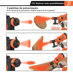 pistola de pintura 750W aerografo compressor de ar pintura armas pistola de pintura eletrica 1200ml hvlp 4 tamanhos do bocal pulverizador eletrico ferramentas prostormer - Image 4