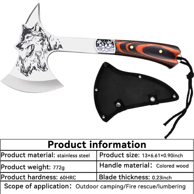 Machado Multifuncional Afiado para Sobrevivência: Tomahawk Ideal para Acampamento e Desossa de Carnes e Ossos, ferramenta defensiva essencial