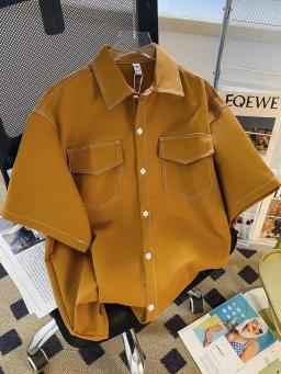 Csa masculina de manga curta estilo retro de hong kong, verão 2024, ajuste solto, casual, design de meia manga, moda ul... - Image 2