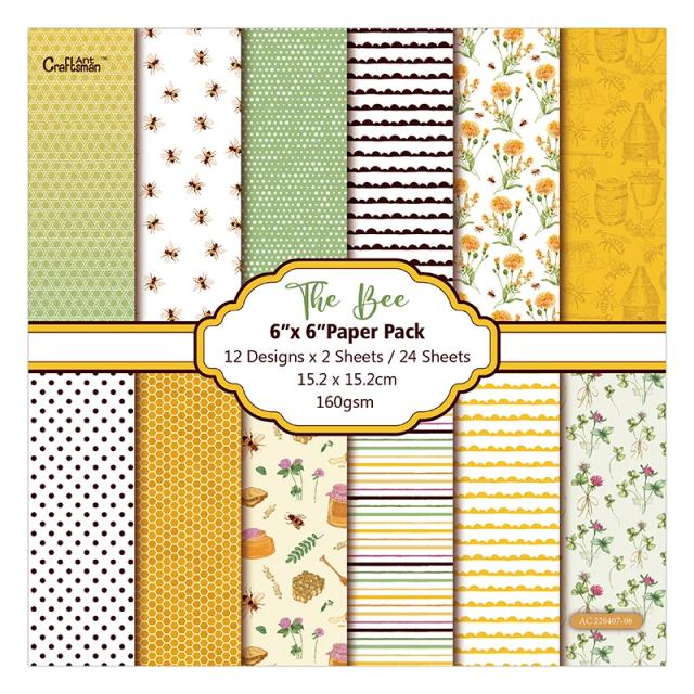 Kit de Scrapbooking Handmade KSCRAFT com Papel de Arte Bee Padrão - Conjunto Criativo de 6 Folhas Impressas em Um Lado