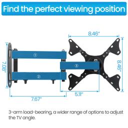 Suporte de parede TV ajustável universal, suporte girado, TV monta para 14 a 37 Polegada LCD LED Monitor Flat Panel - Image 6