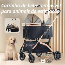 Carrinho dobrável para cães, carrinho para animais de estimação, carrinho de gato, cesta removível, grande espaço, animais de estimação, carrinho ao ar livre para sob 20kg, cães e gatos - Image 1