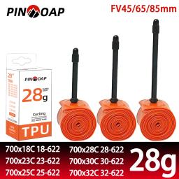 28g ultraleve bicicleta válvula francesa tubo interno estrada mtb bicicleta tpu pneu 700x1 8/23/25/28/30/32c fv45/65/85mm acessórios de ciclismo - Image 1