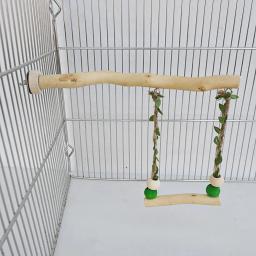 Wood Parrot Stand Pole, Double Layer Swing Toy para Bird, Tiger Skin Claw Grinding Beak, Acessórios para gaiola - Image 2