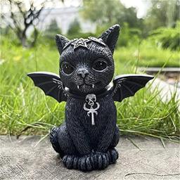 Estátua pintada à mão do gato preto, estatueta bonita misteriosa da bruxa do gato, ornamento de mesa, decoração das bruxas - Image 5