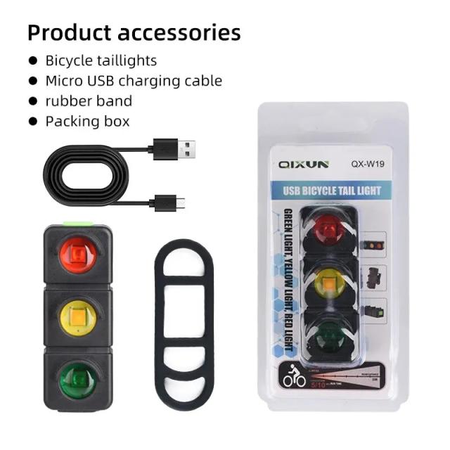 Lanterna de Bicicleta COBA-LED Recarregável com Clip - Luz de Advertência Piscante em Vermelho, Azul e Verde para Cuidado de Emergência e Ciclismo