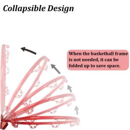 Meta de basquete dobrável para crianças, interior e exterior, aro suspenso com bola de 16cm e inflador, 32cm - Image 3